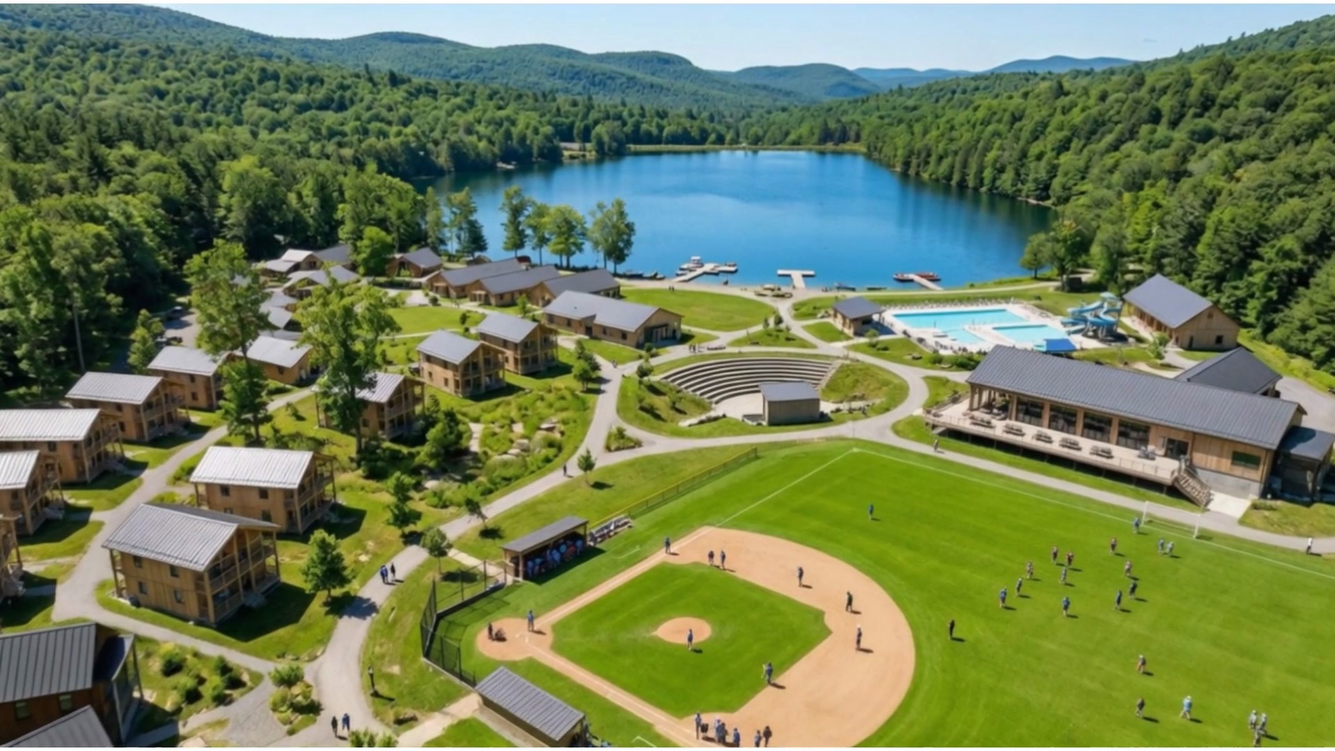 Rendering of the camp on the lake