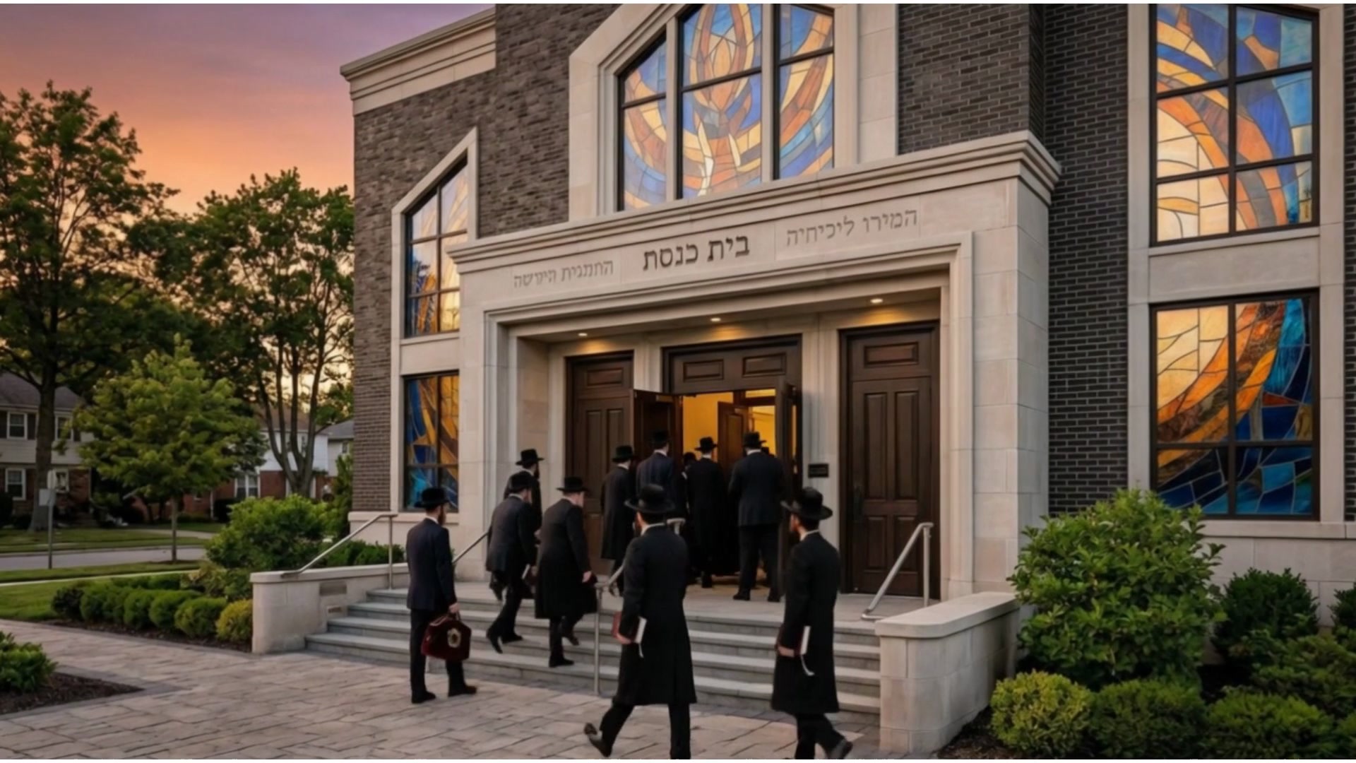 Rendering of the central shul with stained glass